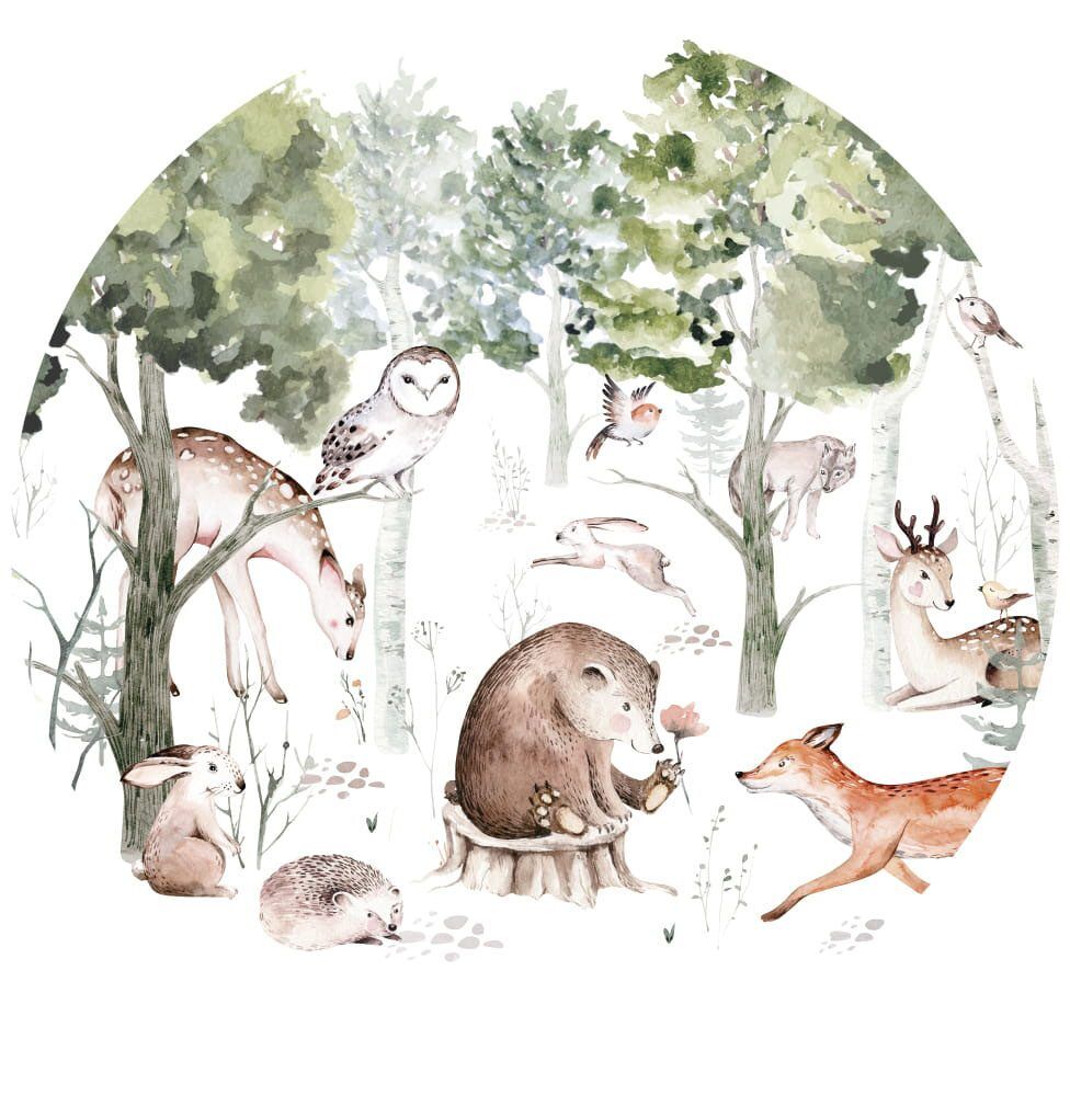 Autocolantes de parede - Floresta da primavera - círculo.