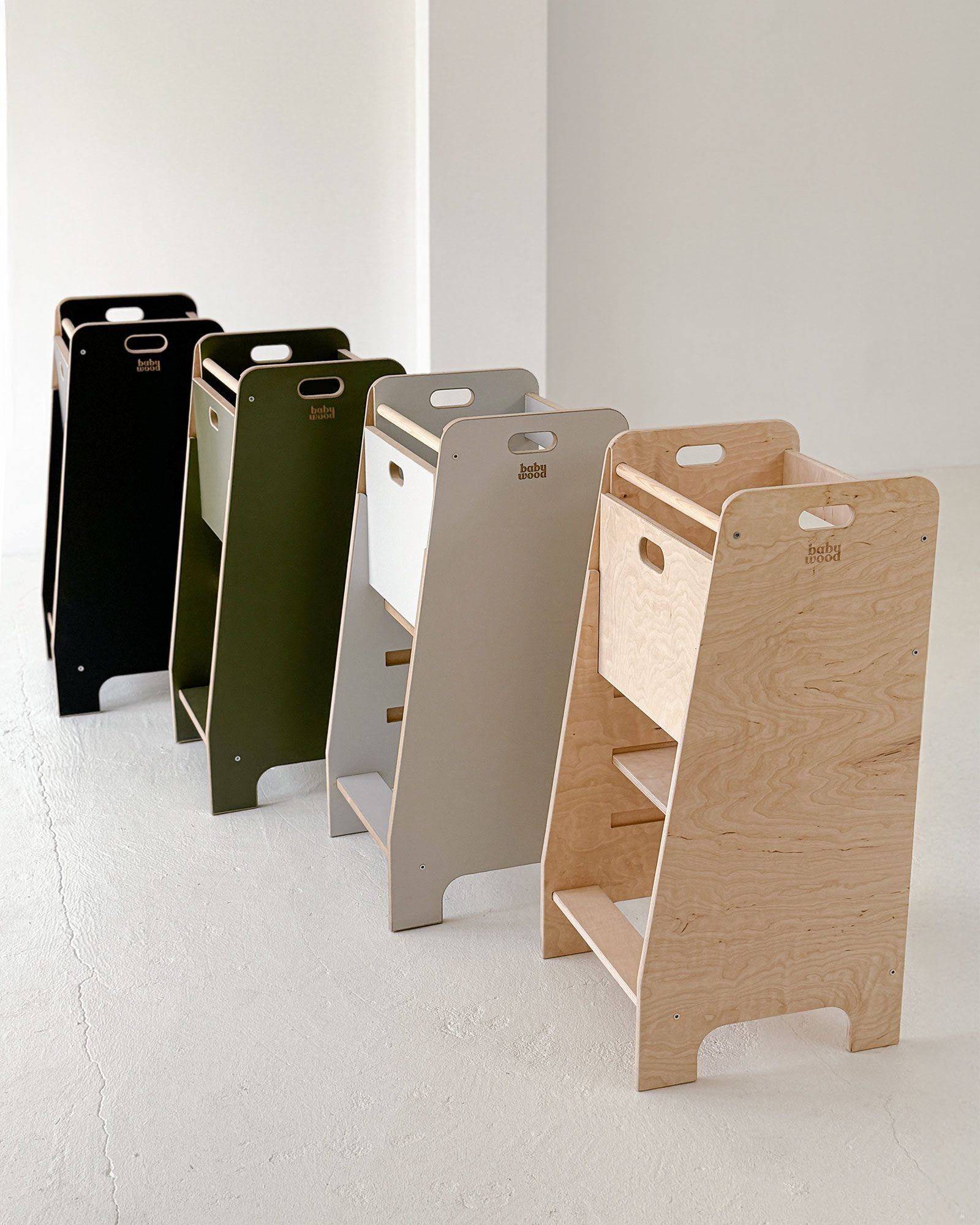Torre de aprendizagem Comfort Black, Olive, Grey, Natural